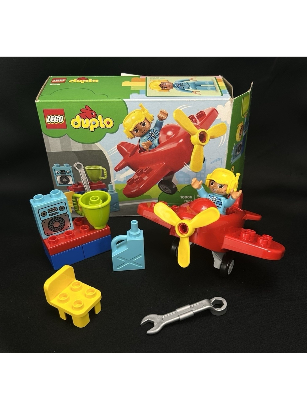 Lego Duplo Plane 10908 Red With Pilot Accessories Town Series Open Box Complete